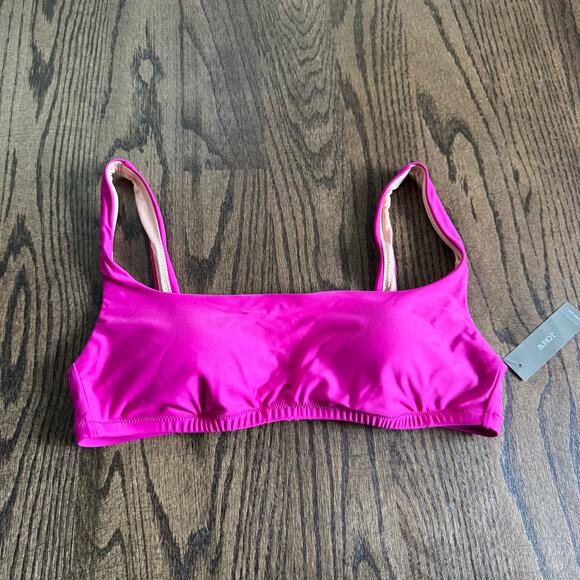 J.Crew Womens Square Neck Radiant Fuchsia Pink Bikini Swim Suit Top Size Medium - Picture 1 of 9